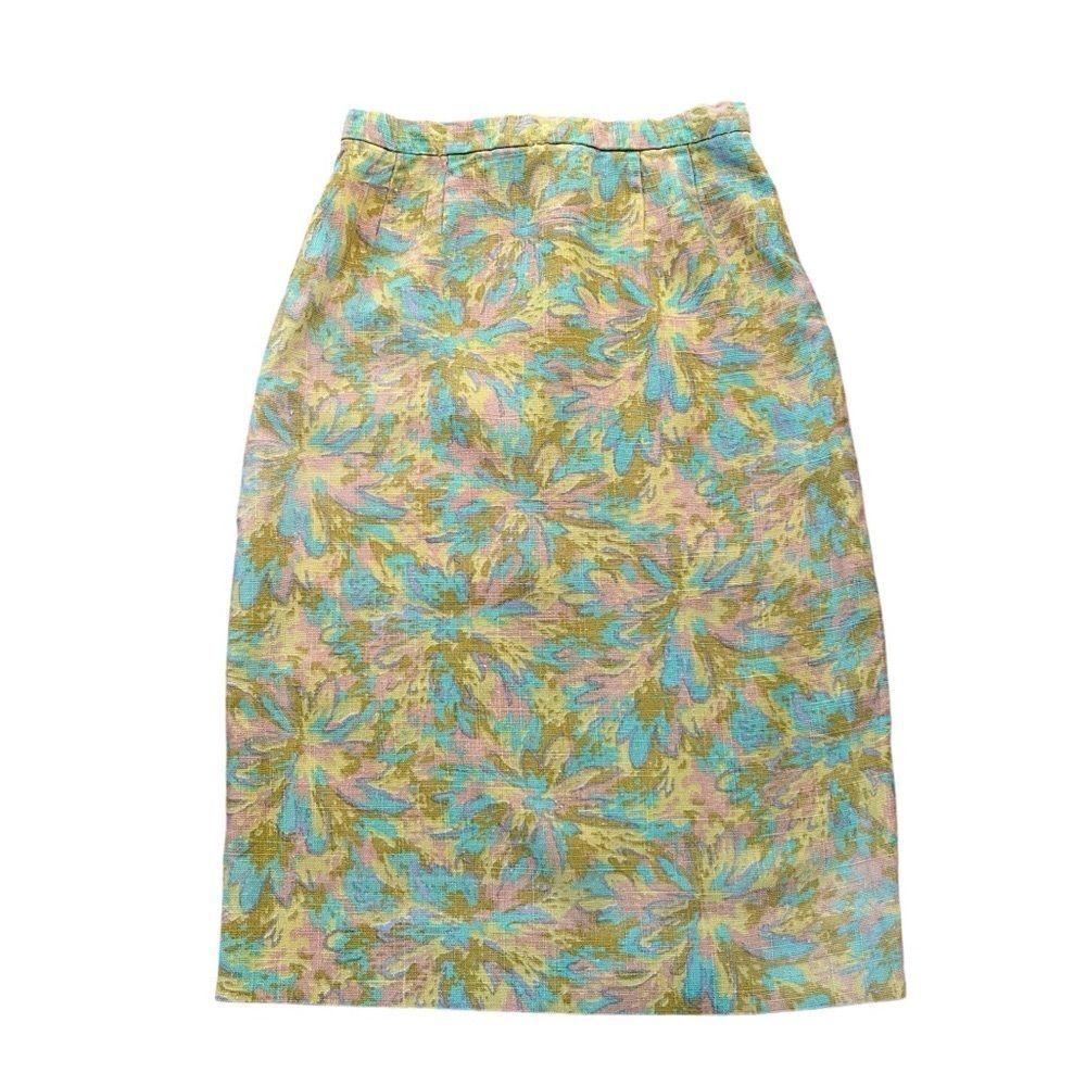 Vintage 1960’s Linen Floral Pencil Skirt